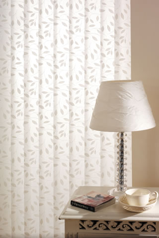 White patterned vertical blinds